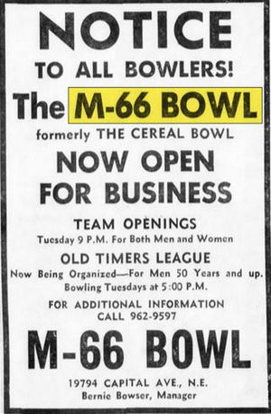 M-66 Bowl - Sep 1967 Opening Ad (newer photo)